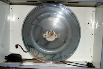 Inside Light Box Showing Motor, Light and Polarizer Wheel
